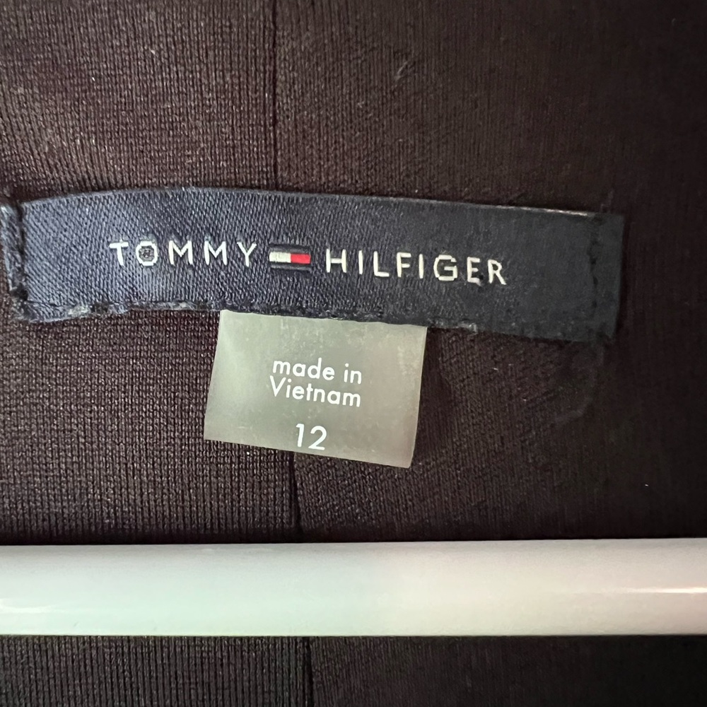 Tommy Hilfiger Womens Black Chiffon Polka Dot Wrap Tie 12 3/4 Sleeve EUC - Picture 3 of 8